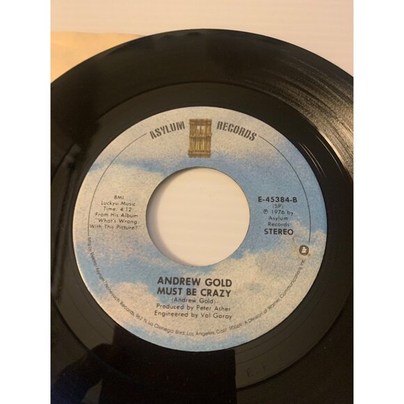 Andrew Gold "Lonely Boy" / "Must Be Crazy" 7" Vinyl Single 1976 Asylum Records W - Picture 2 of 5